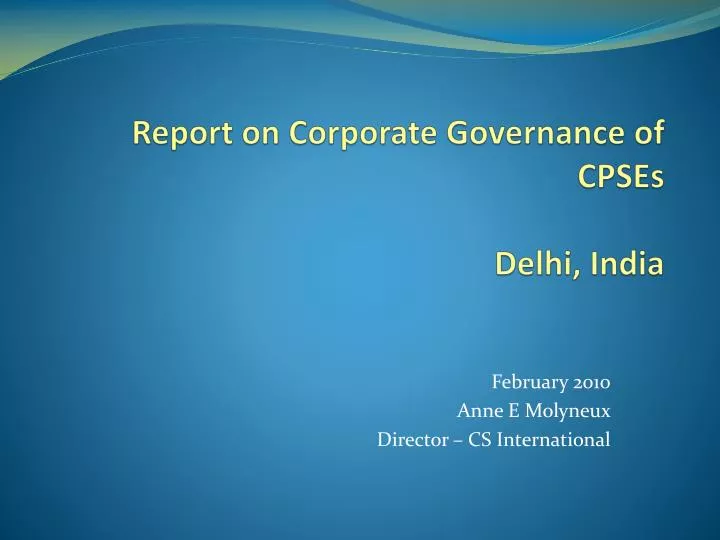 report on corporate governance of cpses delhi india