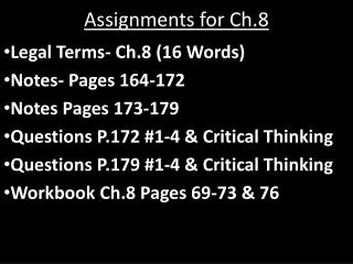 Assignments for Ch.8
