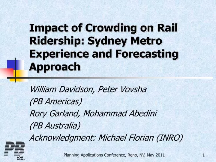 impact of crowding on rail ridership sydney metro experience and forecasting approach
