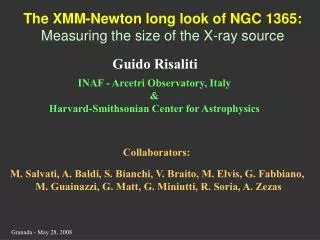 The XMM-Newton long look of NGC 1365: Measuring the size of the X-ray source