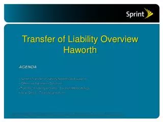 Transfer of Liability Overview Haworth