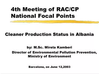 4th Meeting of RAC/CP National Focal Points