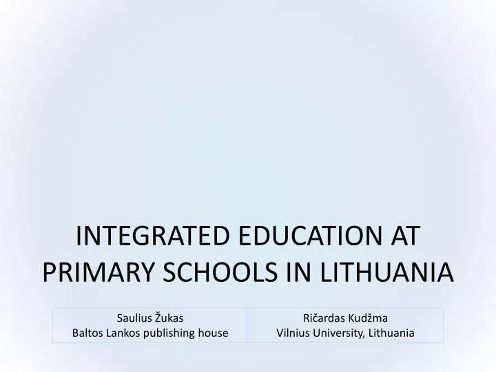 integrated education at primary schools in lithuania