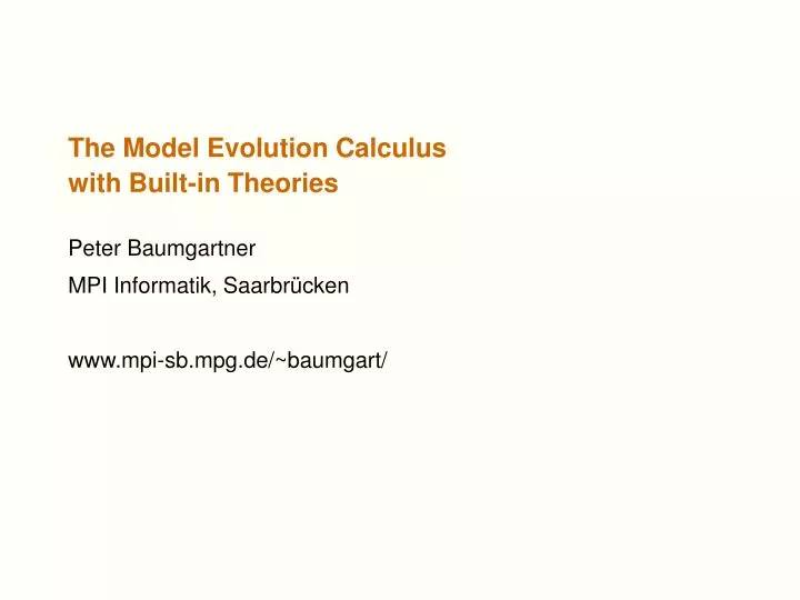 the model evolution calculus with built in theories