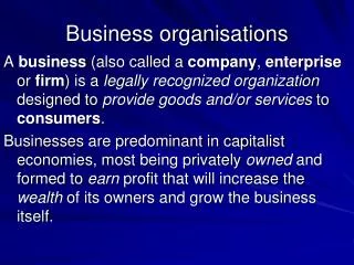 Business organisations