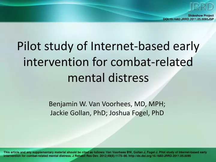 pilot study of internet based early intervention for combat related mental distress