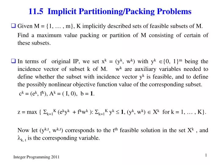11 5 implicit partitioning packing problems