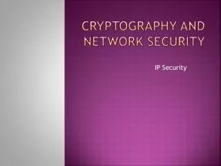 cryptography and network security