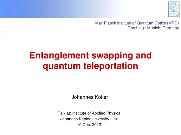 entanglement swapping and quantum teleportation