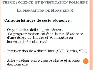 th me science et investigation polici re