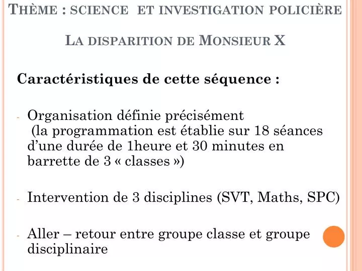 th me science et investigation polici re