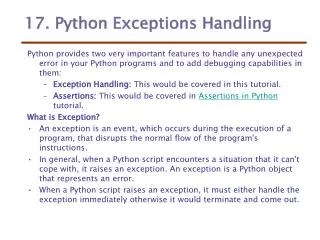 17. Python Exceptions Handling