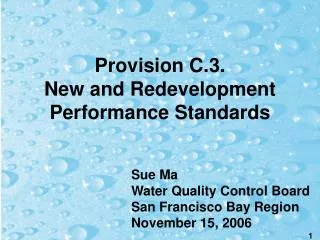 Provision C.3. New and Redevelopment Performance Standards