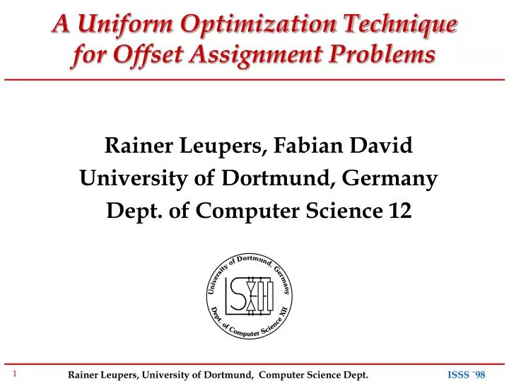 a uniform optimization technique for offset assignment problems