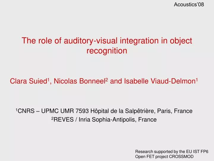 the role of auditory visual integration in object recognition