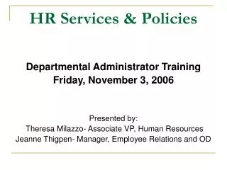 HR Services &amp; Policies