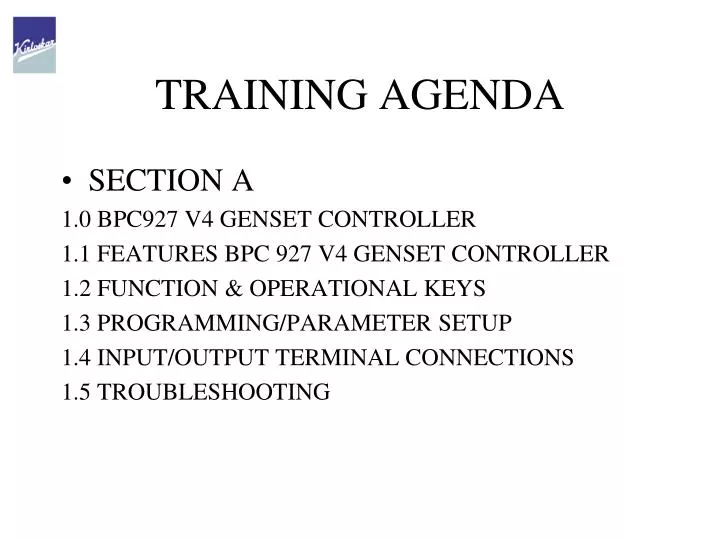 training agenda
