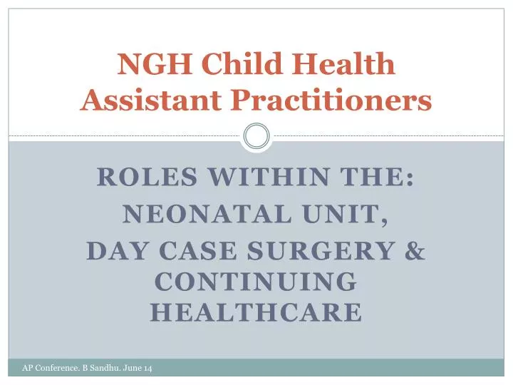 ngh child health assistant practitioners