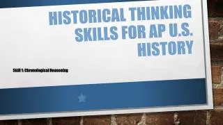 Historical Thinking Skills for AP U.S. History