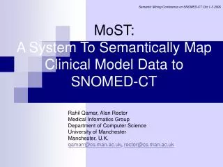 MoST: A System To Semantically Map Clinical Model Data to SNOMED-CT