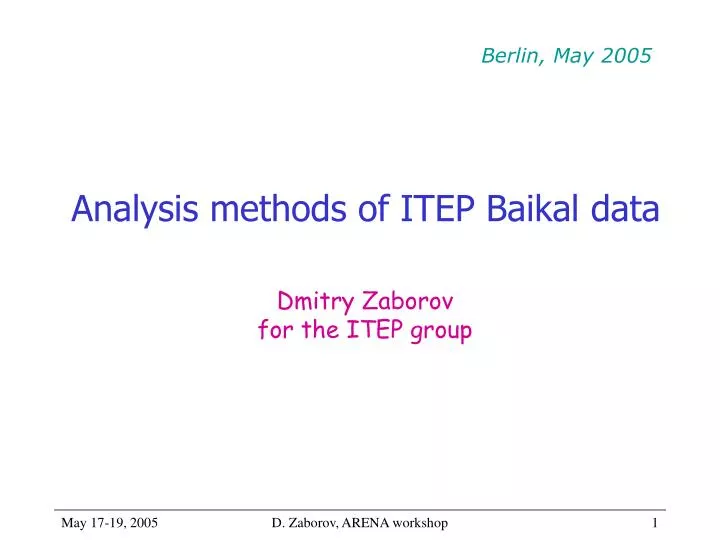 analysis methods of itep baikal data