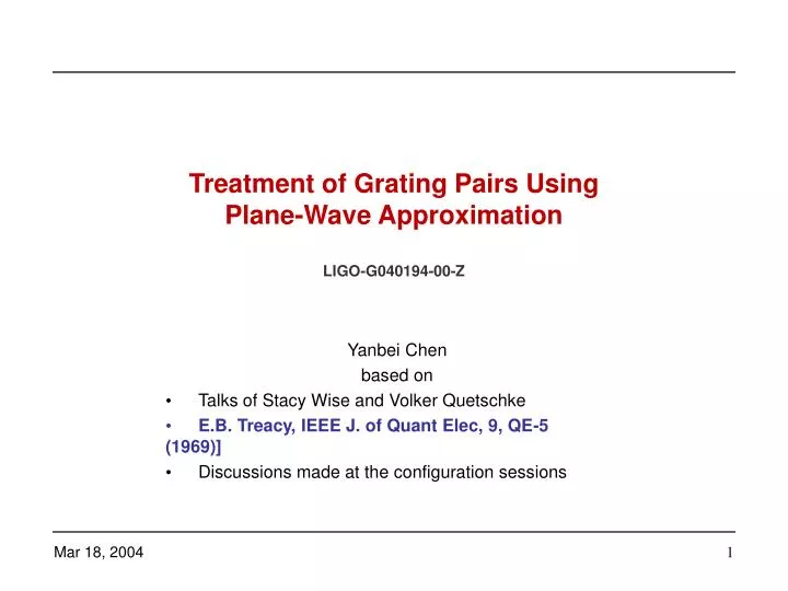 treatment of grating pairs using plane wave approximation ligo g040194 00 z