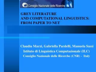 GREY LITERATURE AND COMPUTATIONAL LINGUISTICS: FROM PAPER TO NET
