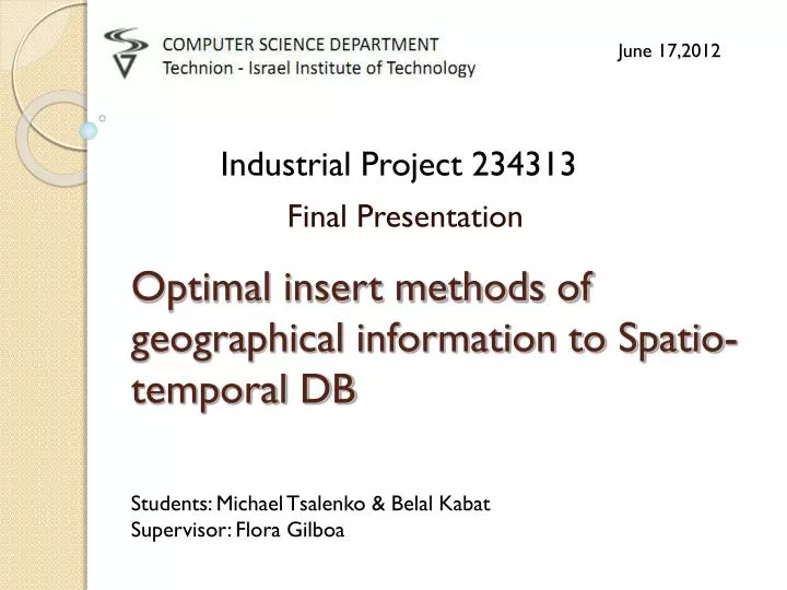 optimal insert methods of geographical information to spatio temporal db