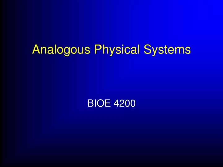 analogous physical systems