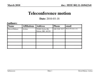 Teleconference motion
