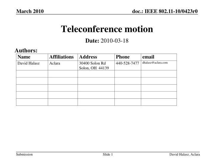 teleconference motion