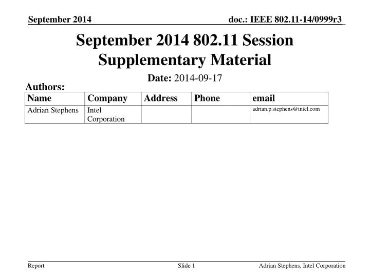 september 2014 802 11 session supplementary material