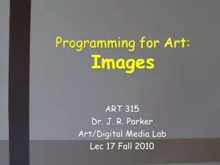 Programming for Art: Images