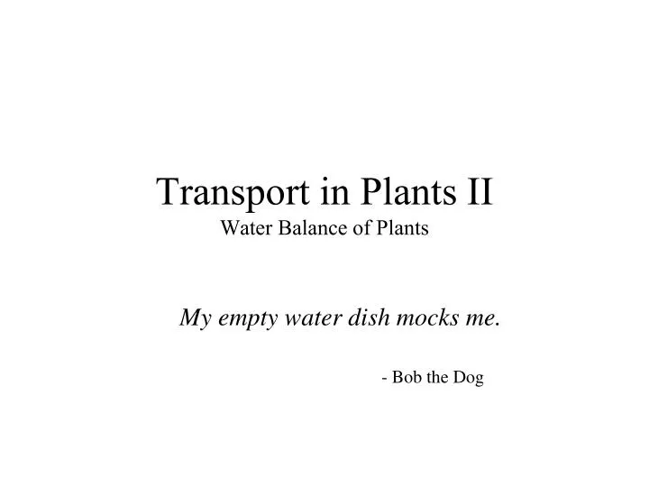 transport in plants ii water balance of plants