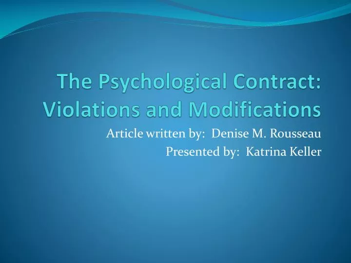 the psychological contract violations and modifications