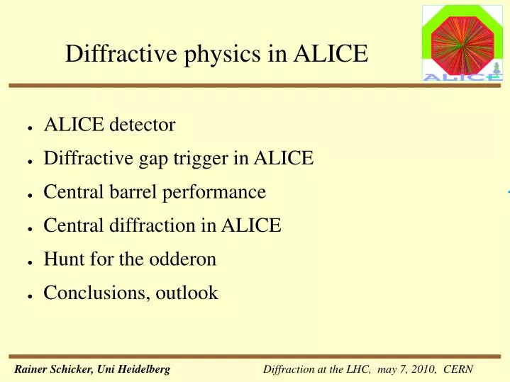 diffractive physics in alice