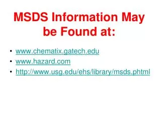 MSDS Information May be Found at: