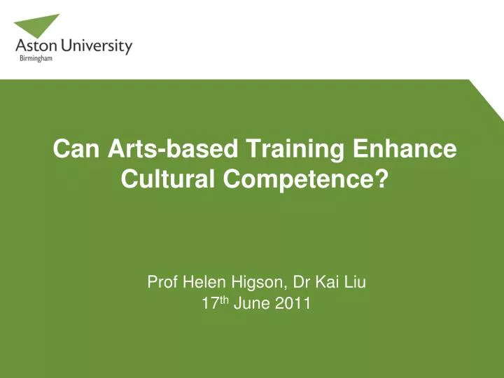 can arts based training enhance cultural competence
