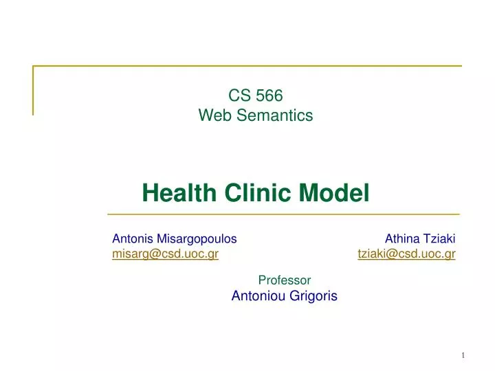 cs 566 web semantics health clinic model