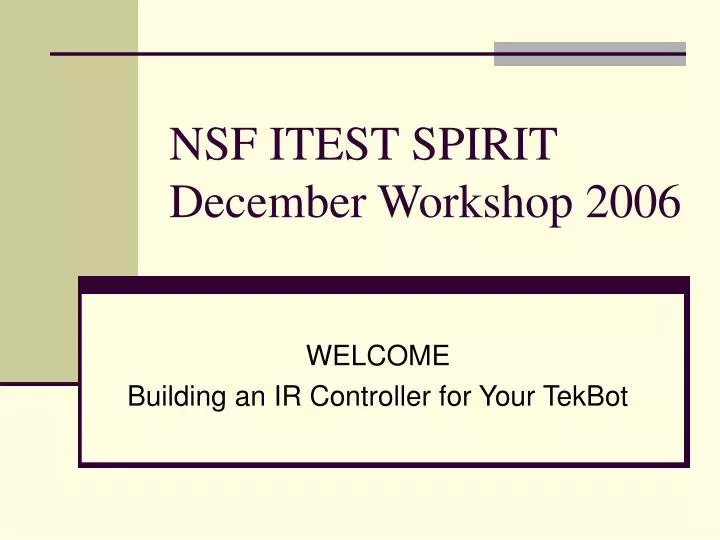 nsf itest spirit december workshop 2006