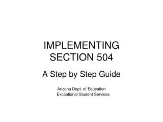 IMPLEMENTING SECTION 504