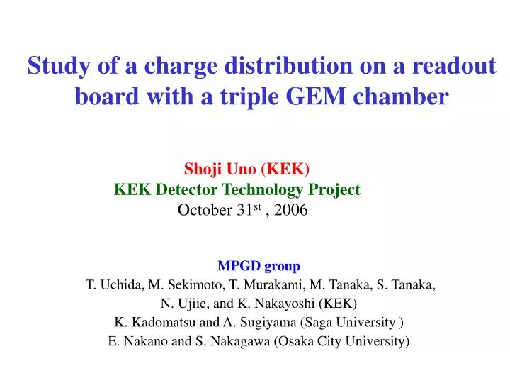 study of a charge distribution on a readout board with a triple gem chamber