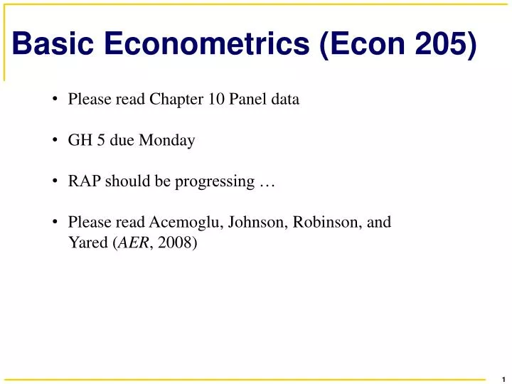 basic econometrics econ 205