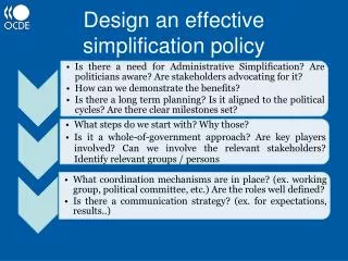 Design an effective simplification policy