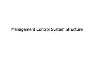 Management Control System Structure