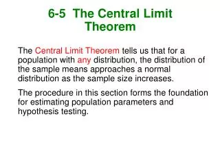 6-5 The Central Limit Theorem