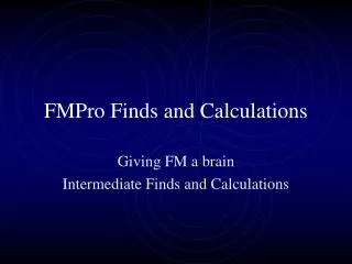 FMPro Finds and Calculations