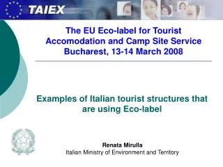 Examples of Italian tourist structures that are using Eco-label