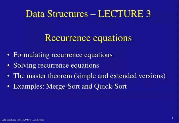 data structures lecture 3 recurrence equations