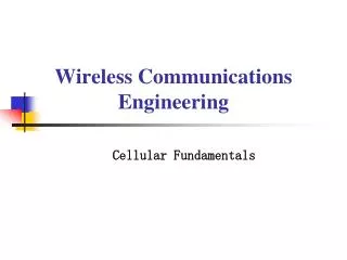 Wireless Communications Engineering